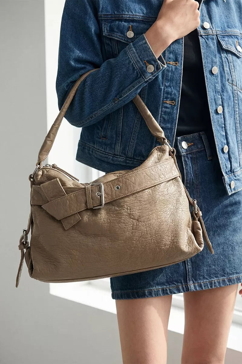 Fame Buckle Strap Detail Leather Handbag | Dirt Rich Elegance | Apparel, Accessories, Home Goods & Personal Care