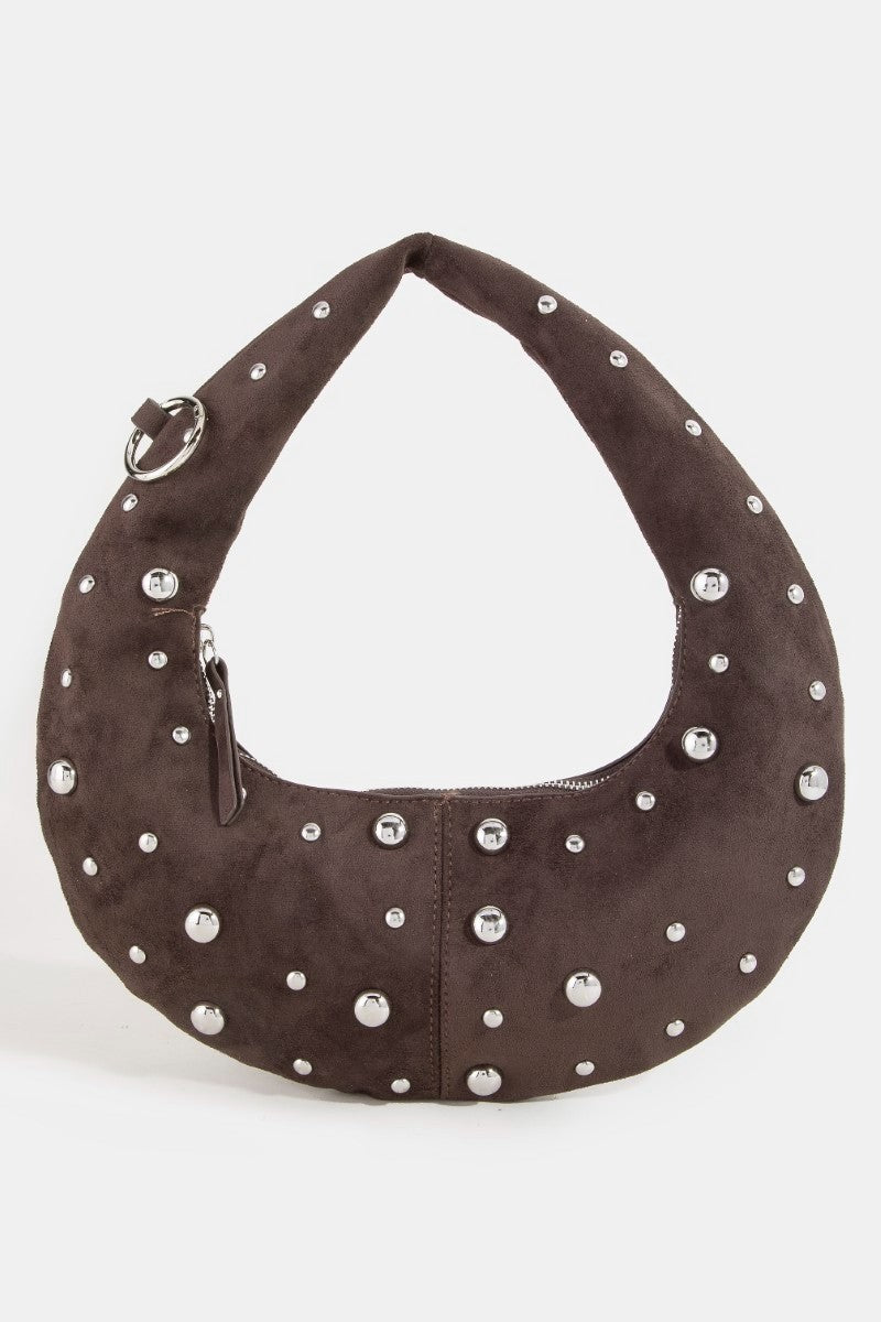 Fame Dome Studded Chrome Crescent Hand Bag SDBR one size | Dirt Rich Elegance | Apparel, Accessories, Home Goods & Personal Care