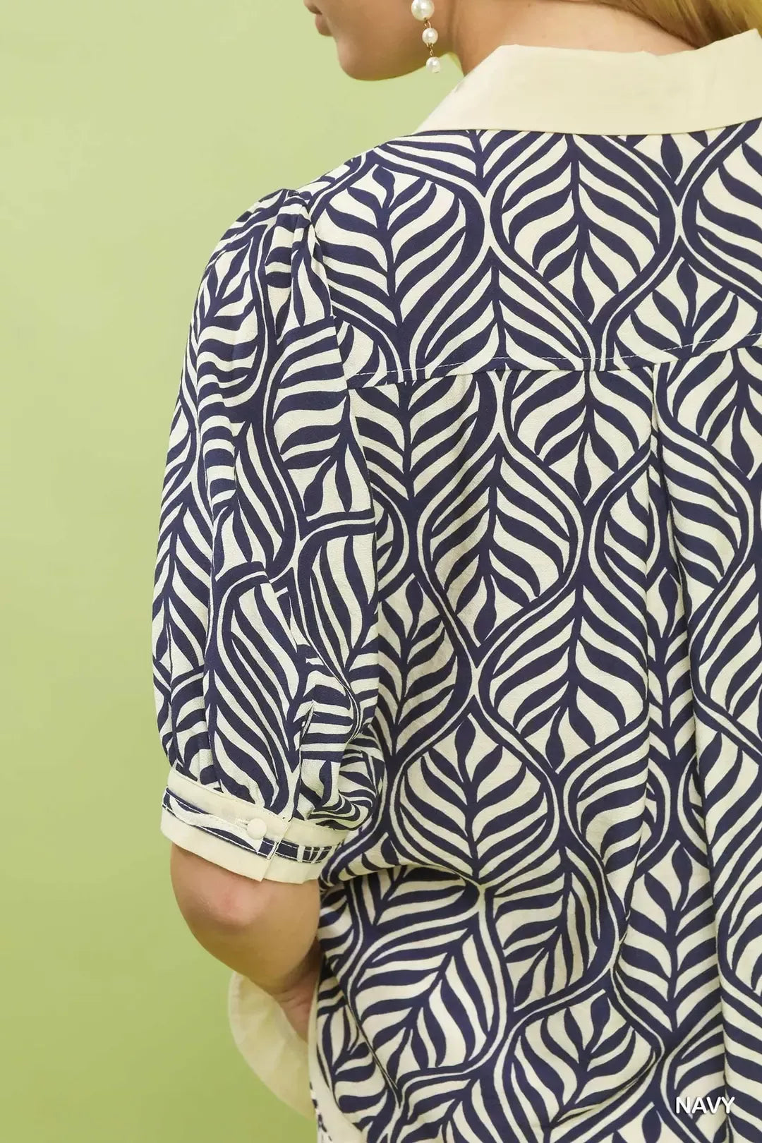 Umgee Geometric Leaf Print Popover Top | Dirt Rich Elegance | Apparel, Accessories, Home Goods & Personal Care