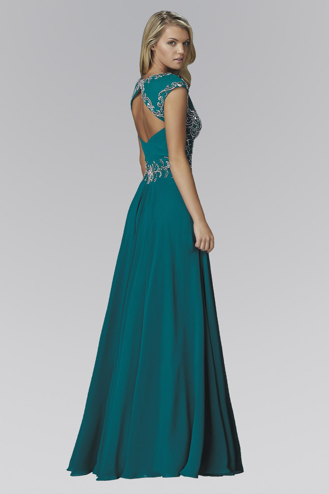 V-Neck Chiffon Floor Length Dress with Jewel Embellished Bodice | Dirt Rich Elegance | Apparel, Accessories, Home Goods & Personal Care