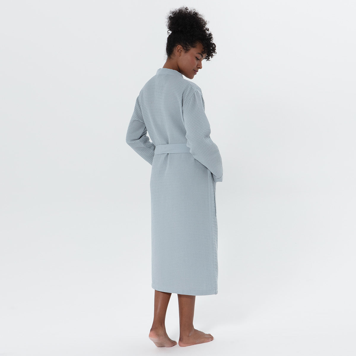 Women’s Lightweight Kimono Waffle Spa Robe Blue Gray | Dirt Rich Elegance | Apparel, Accessories, Home Goods & Personal Care