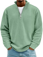 Men's Full Size Corduroy Quarter Zip Pullover Sweatshirt Light Green | Dirt Rich Elegance | Apparel, Accessories, Home Goods & Personal Care