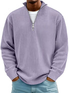 Men's Full Size Corduroy Quarter Zip Pullover Sweatshirt Lavender | Dirt Rich Elegance | Apparel, Accessories, Home Goods & Personal Care