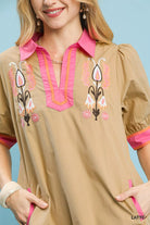 Umgee Embroidered Contrast Trim Tunic Dress | Dirt Rich Elegance | Apparel, Accessories, Home Goods & Personal Care