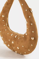 Fame Dome Studded Chrome Crescent Hand Bag | Dirt Rich Elegance | Apparel, Accessories, Home Goods & Personal Care