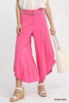 Umgee Flowy Asymmetrical Hem Wide Leg Pants PEONY-UMG | Dirt Rich Elegance | Apparel, Accessories, Home Goods & Personal Care