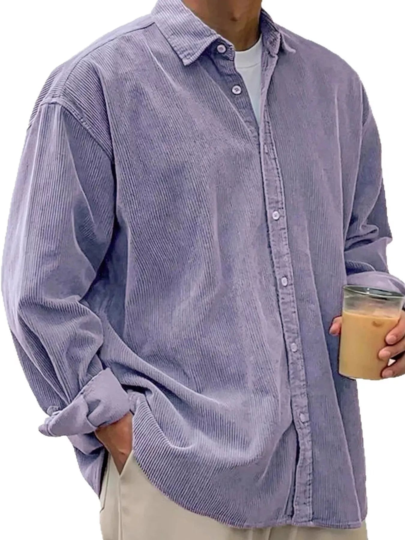 Men's Full Size Vintage Corduroy Long Sleeve Shirt Purple | Dirt Rich Elegance | Apparel, Accessories, Home Goods & Personal Care