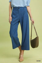 Umgee Denim Wide Leg Crop Pants with Front Pockets DENIM | Dirt Rich Elegance | Apparel, Accessories, Home Goods & Personal Care
