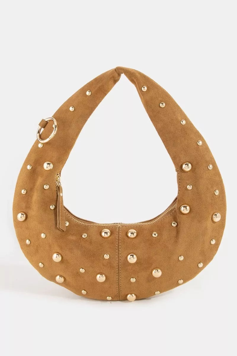 Fame Dome Studded Chrome Crescent Hand Bag GLBR one size | Dirt Rich Elegance | Apparel, Accessories, Home Goods & Personal Care