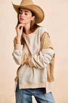 BiBi French Terry Color Block Top With Open Seam Detail | Dirt Rich Elegance | Apparel, Accessories, Home Goods & Personal Care