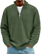 Men's Full Size Corduroy Quarter Zip Pullover Sweatshirt Green | Dirt Rich Elegance | Apparel, Accessories, Home Goods & Personal Care