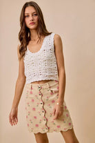 SO ME Floral Rose Print Cotton Twill Scallop Mini Skirt | Dirt Rich Elegance | Apparel, Accessories, Home Goods & Personal Care