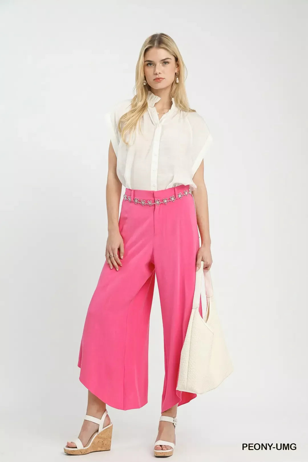 Umgee Flowy Asymmetrical Hem Wide Leg Pants | Dirt Rich Elegance | Apparel, Accessories, Home Goods & Personal Care