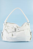 Fame Buckle Strap Detail Leather Handbag White one size | Dirt Rich Elegance | Apparel, Accessories, Home Goods & Personal Care