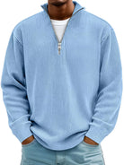 Men's Full Size Corduroy Quarter Zip Pullover Sweatshirt Sky Blue | Dirt Rich Elegance | Apparel, Accessories, Home Goods & Personal Care