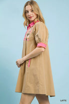 Umgee Embroidered Contrast Trim Tunic Dress | Dirt Rich Elegance | Apparel, Accessories, Home Goods & Personal Care