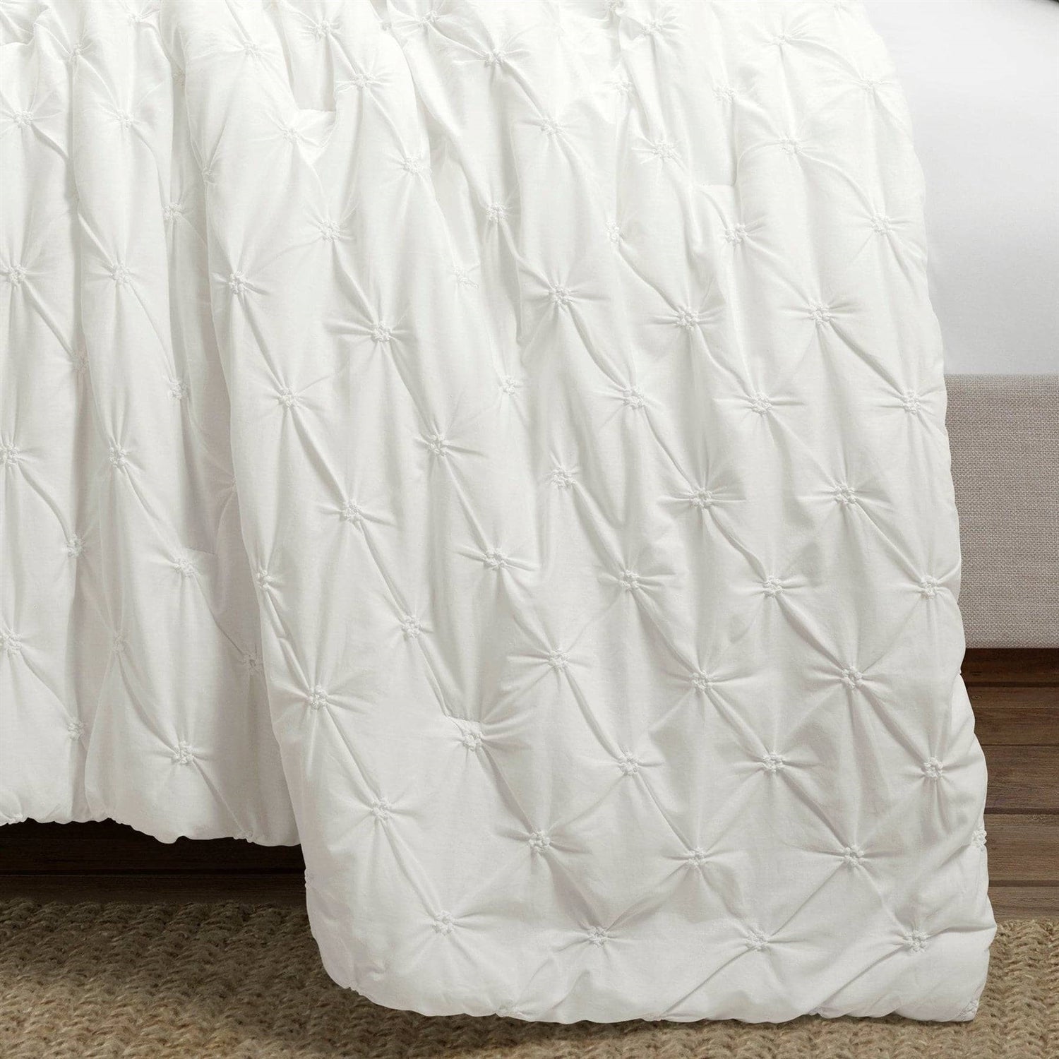 King Size Soft Pleated Cotton 3 Piece Comforter Set White | Dirt Rich Elegance | Apparel, Accessories, Home Goods & Personal Care