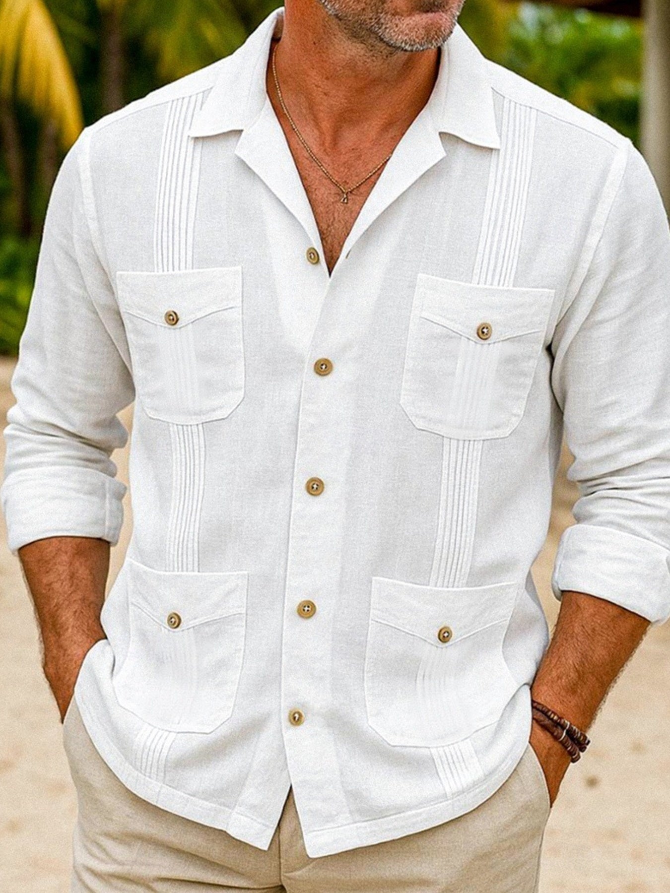 Men's Full Size Button Up Long Sleeve Shirt White | Dirt Rich Elegance | Apparel, Accessories, Home Goods & Personal Care
