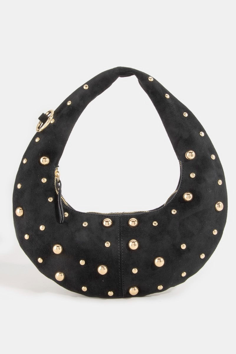 Fame Dome Studded Chrome Crescent Hand Bag GBK one size | Dirt Rich Elegance | Apparel, Accessories, Home Goods & Personal Care