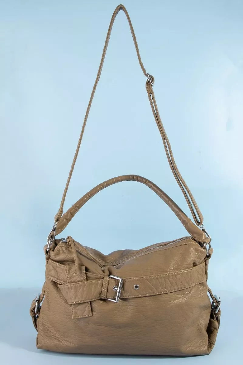 Fame Buckle Strap Detail Leather Handbag | Dirt Rich Elegance | Apparel, Accessories, Home Goods & Personal Care