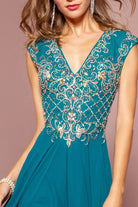 V-Neck Chiffon Floor Length Dress with Jewel Embellished Bodice | Dirt Rich Elegance | Apparel, Accessories, Home Goods & Personal Care