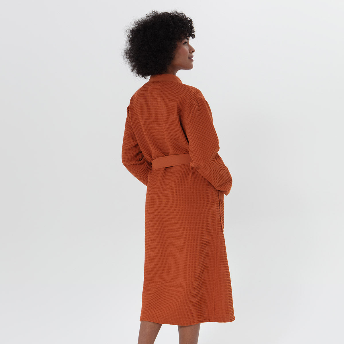 Women’s Lightweight Kimono Waffle Spa Robe Terra Cotta | Dirt Rich Elegance | Apparel, Accessories, Home Goods & Personal Care