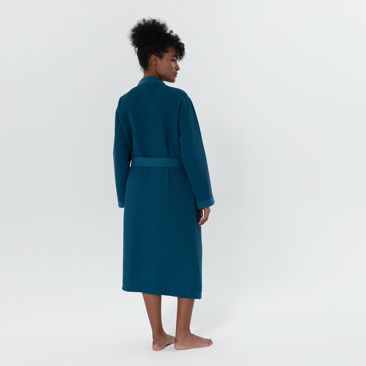 Women’s Lightweight Kimono Waffle Spa Robe Deep Aqua Blue | Dirt Rich Elegance | Apparel, Accessories, Home Goods & Personal Care