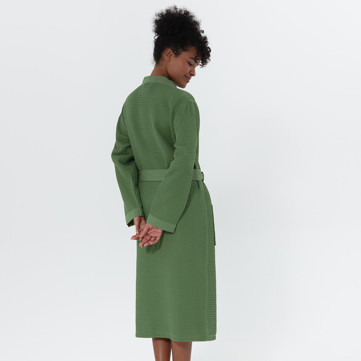 Women’s Lightweight Kimono Waffle Spa Robe Green | Dirt Rich Elegance | Apparel, Accessories, Home Goods & Personal Care