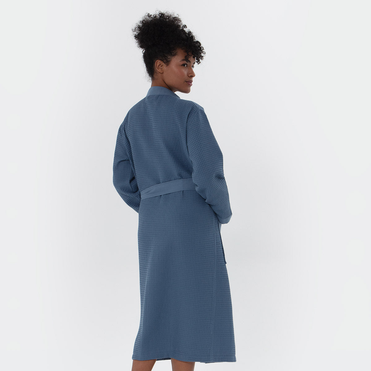 Women’s Lightweight Kimono Waffle Spa Robe Indigo Blue | Dirt Rich Elegance | Apparel, Accessories, Home Goods & Personal Care